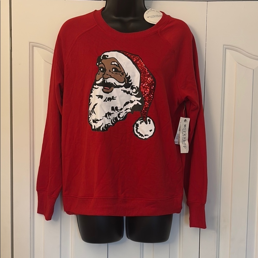 Workshop Republic Clothing Red Santa Claus Sweater Women Size Small